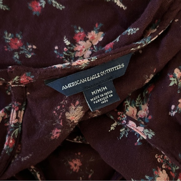 ❤️ American Eagle Outfitters Floral Burgundy Romper M - Picture 5 of 10
